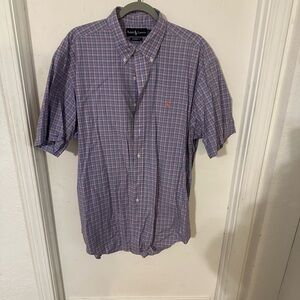 Ralph Lauren Men's Casual Blue and Red Plaid Shirt XL